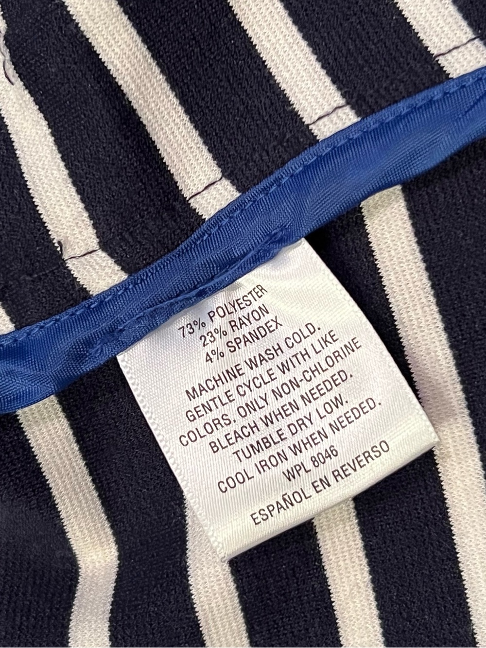 Maison Jules XL Navy Blue White Striped Knit Blazer Jacket - Picture 3 of 6